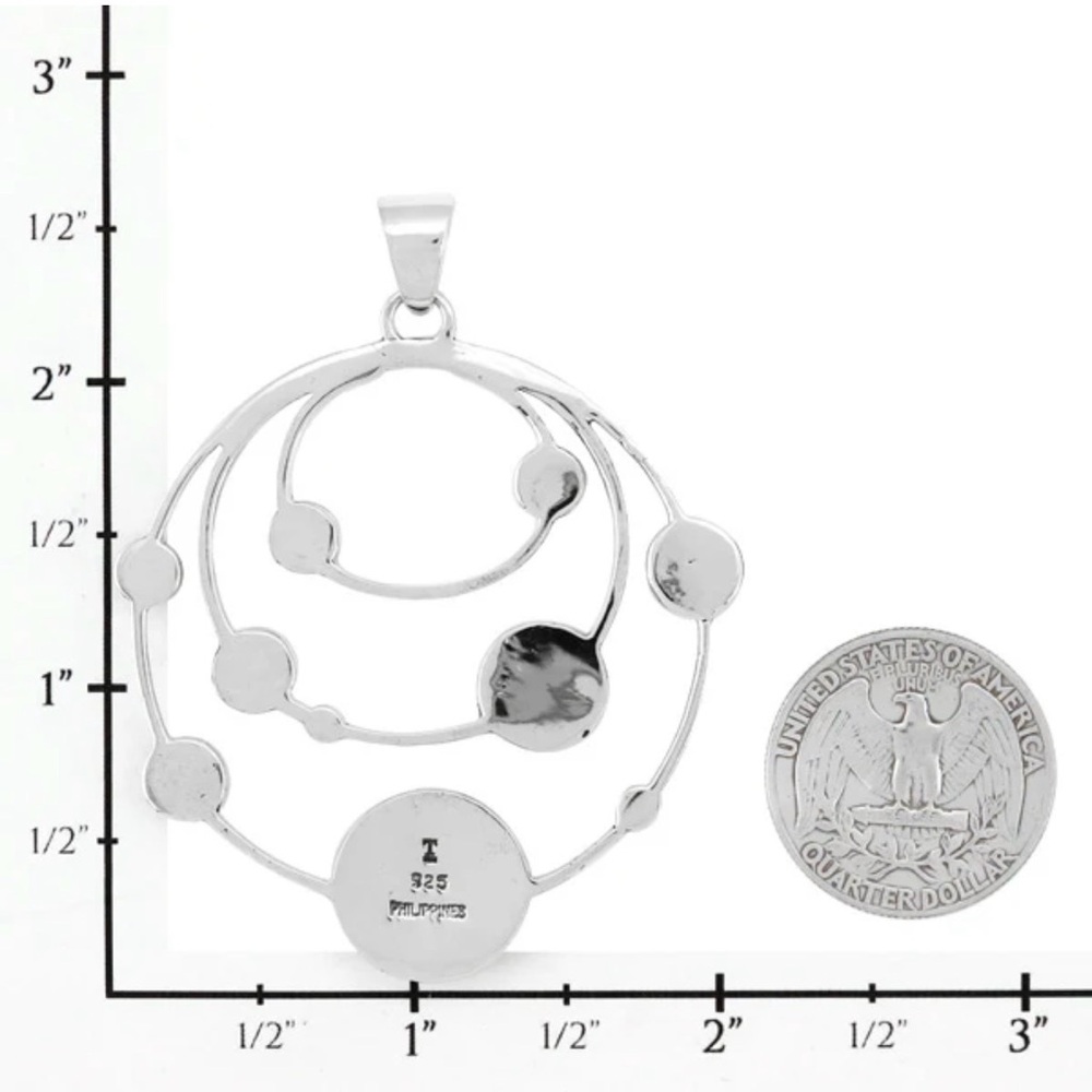 A Turquoise Network Pendant- Colorful Planetary Pendant made of Sterling Silver - Picture 7 of 8